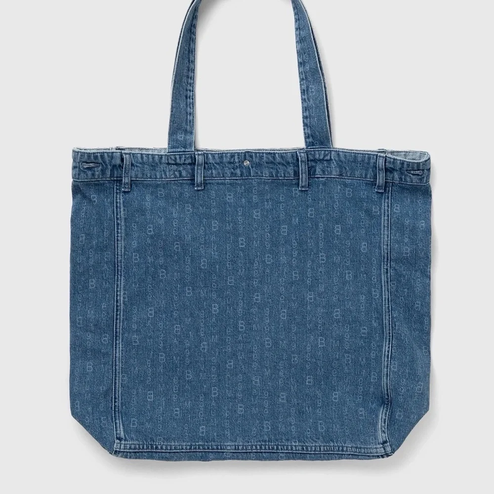 Baum und Pferdgarten Denim Large Tote with Leather Logo Patch - Blue